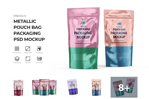 Refill metallic pouch mockup