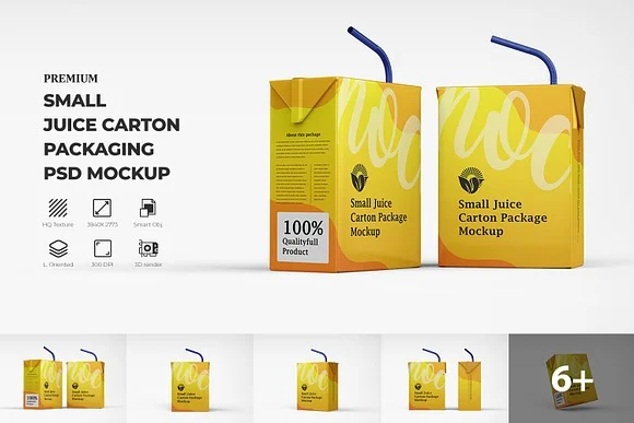 Small Juice Carton Mockup