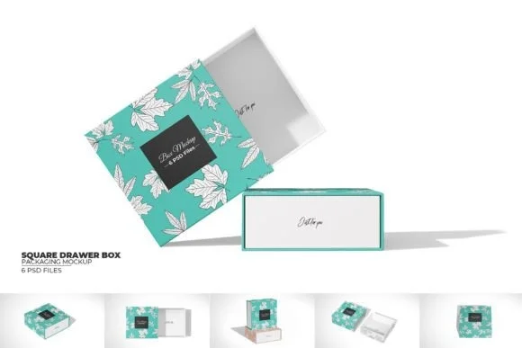 Square Sliding Box Mockup