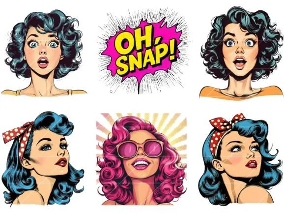 2 Comic Style Art Girls Illustration