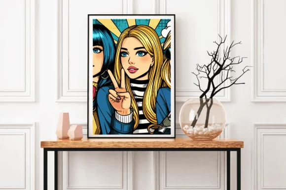 2 Comic Style Pop Art Girls Background