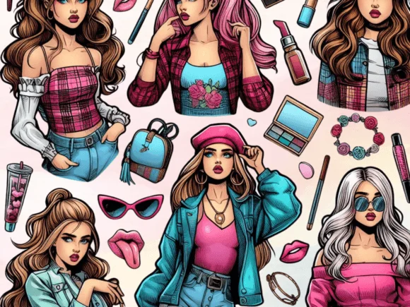 2 Comic Style Pop Art Girls Illustration