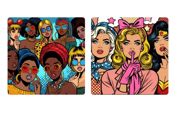 3 Comic Style Pop Art Girls Background