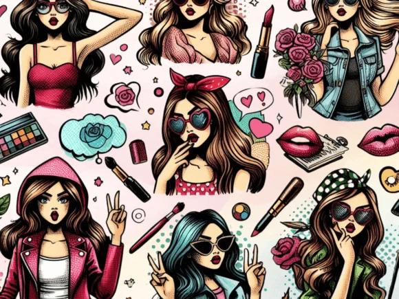 3 Comic Style Pop Art Girls Illustration