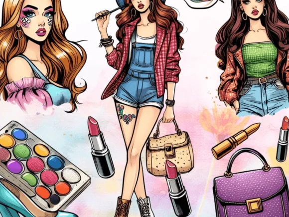 4 Comic Style Pop Art Girls Illustration