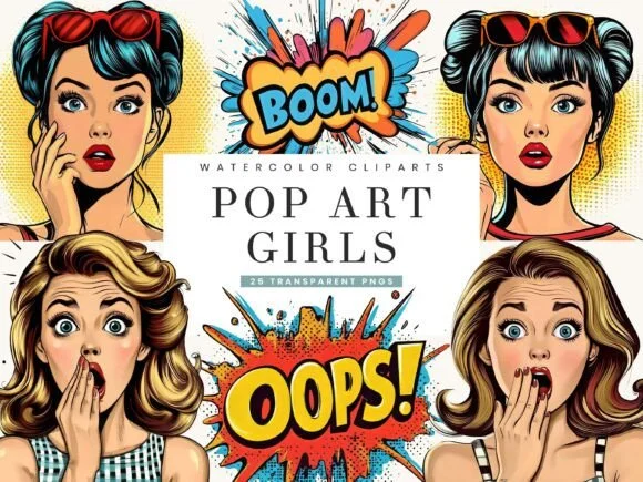 Retro Comic Style Pop Girls Illustration