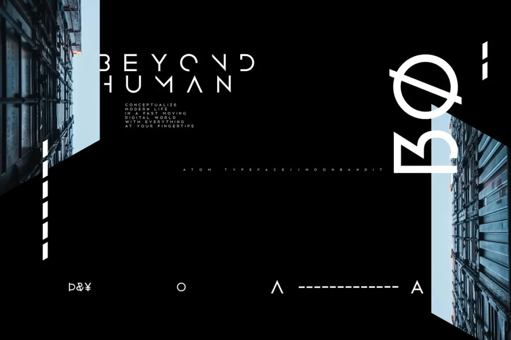 2 Atom Sharp edge Typeface Scifi Font