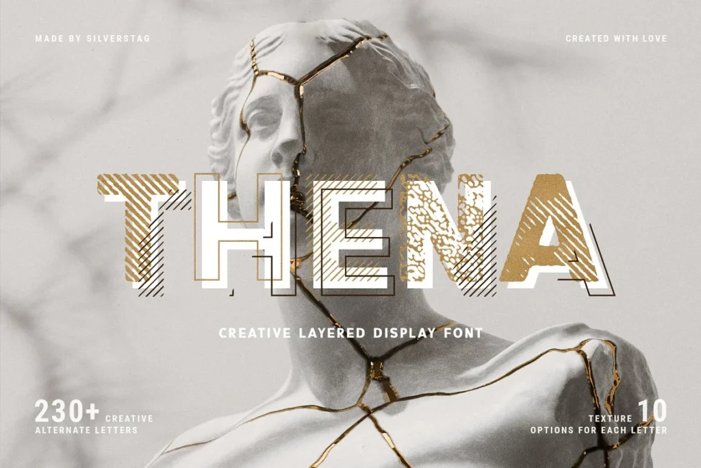 Thena Layered Typeface Display Font